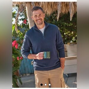 WoolOvers Half Zip Lambswool Sweater in Blue , size XL